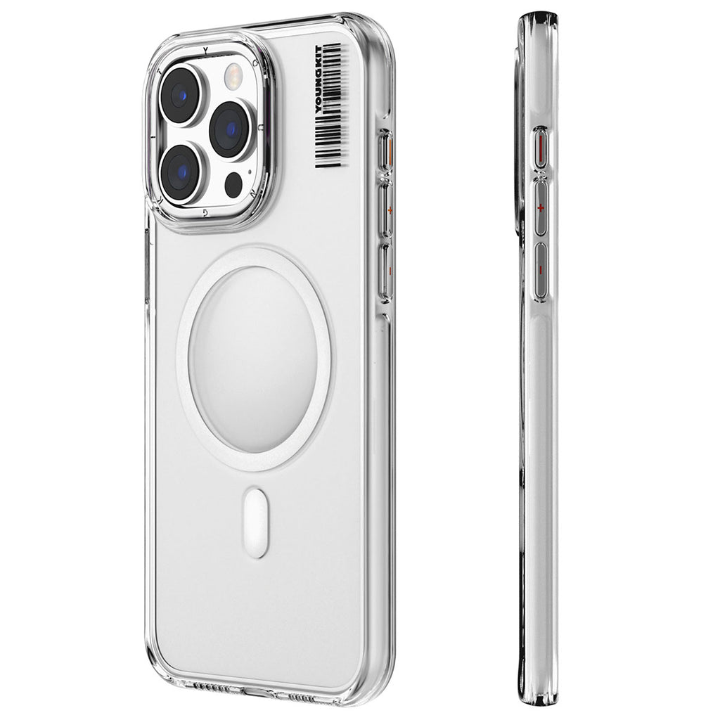 Apple iPhone 15 Pro Max Kılıf M-safe Şarj Özellikli Şeffaf Youngkit Crystal Shield Serisi Kapak Renksiz