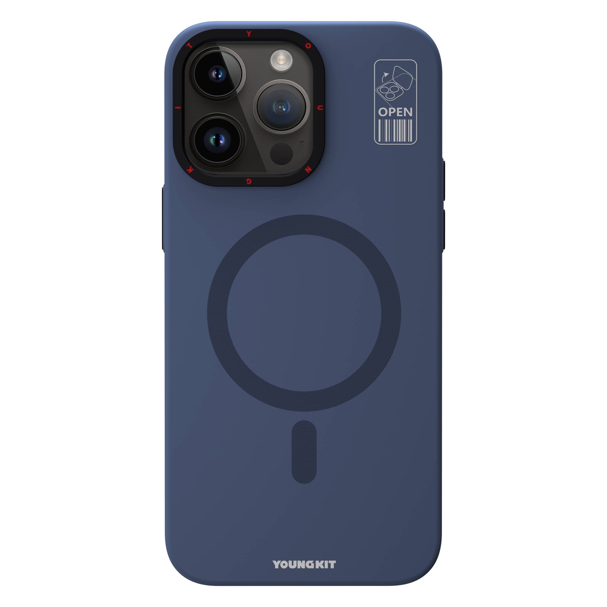 Apple iPhone 15 Pro Max Kılıf M-safe Şarj Özellikli Standlı YoungKit Hermit Bracket Serisi Kapak Mavi