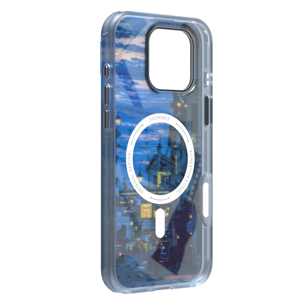 Apple iPhone 15 Pro Max Kılıf M-safe Şarj Özellikli Youngkit A-City Serisi Kapak Beyaz