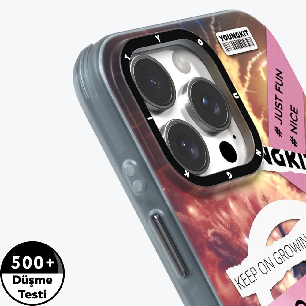 Apple iPhone 15 Pro Max Kılıf M-safe Şarj Özellikli Youngkit A-City Serisi Kapak Pembe