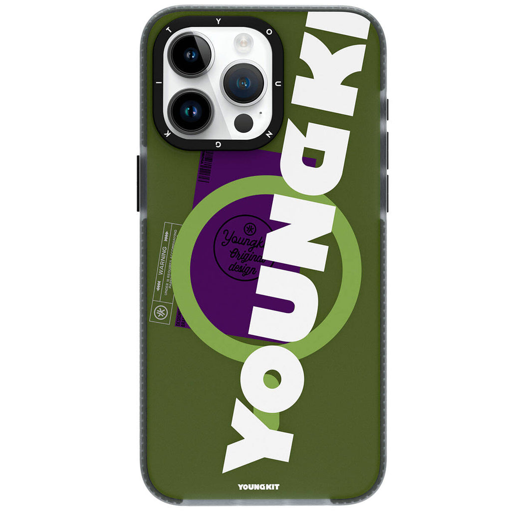 Apple iPhone 15 Pro Max Kılıf M-safe Şarj Özellikli Youngkit Binfen Serisi Yazı Temalı Kapak Pembe