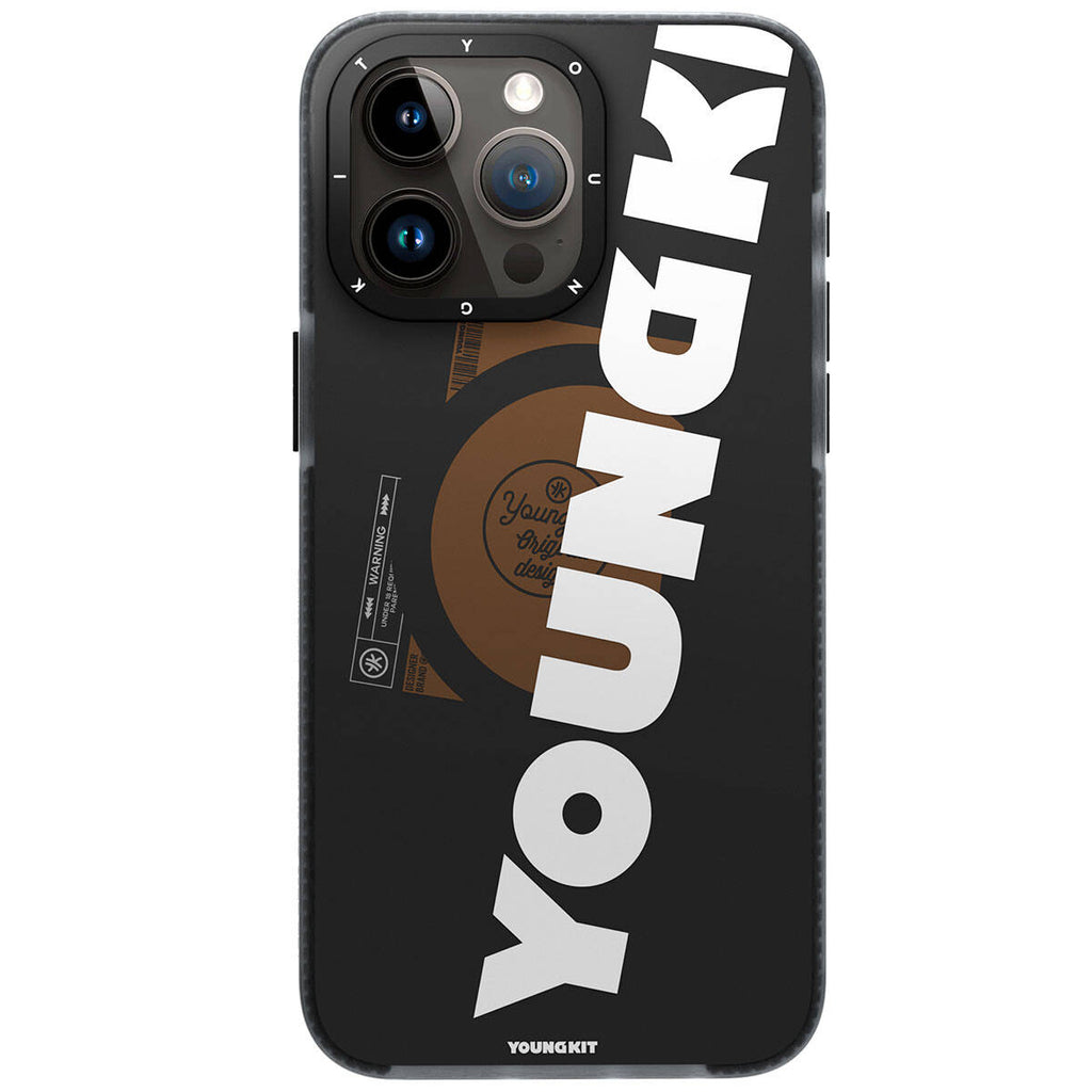 Apple iPhone 15 Pro Max Kılıf M-safe Şarj Özellikli Youngkit Binfen Serisi Yazı Temalı Kapak Mavi