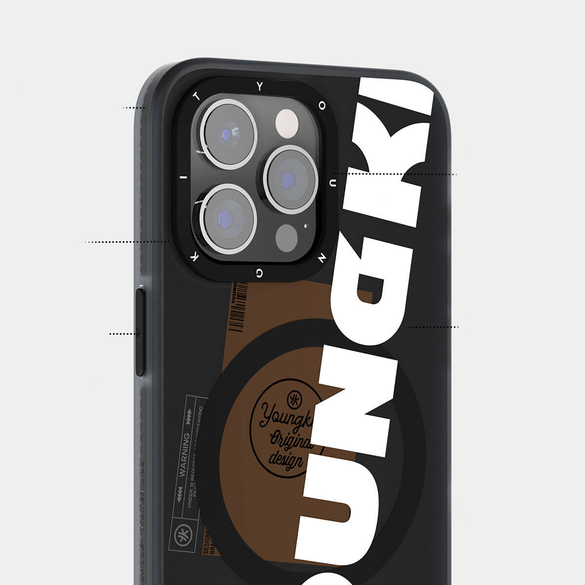 Apple iPhone 15 Pro Max Kılıf M-safe Şarj Özellikli Youngkit Binfen Serisi Yazı Temalı Kapak Yeşil