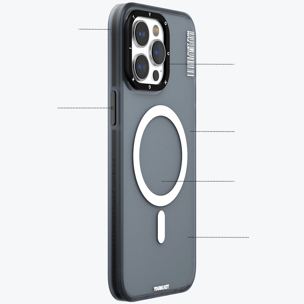 Apple iPhone 15 Pro Max Kılıf M-safe Şarj Özellikli Youngkit Colored Sand Serisi Kapak Mavi