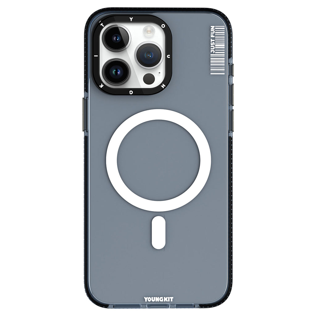 Apple iPhone 15 Pro Max Kılıf M-safe Şarj Özellikli YoungKit Crystal Color Serisi Kapak Beyaz