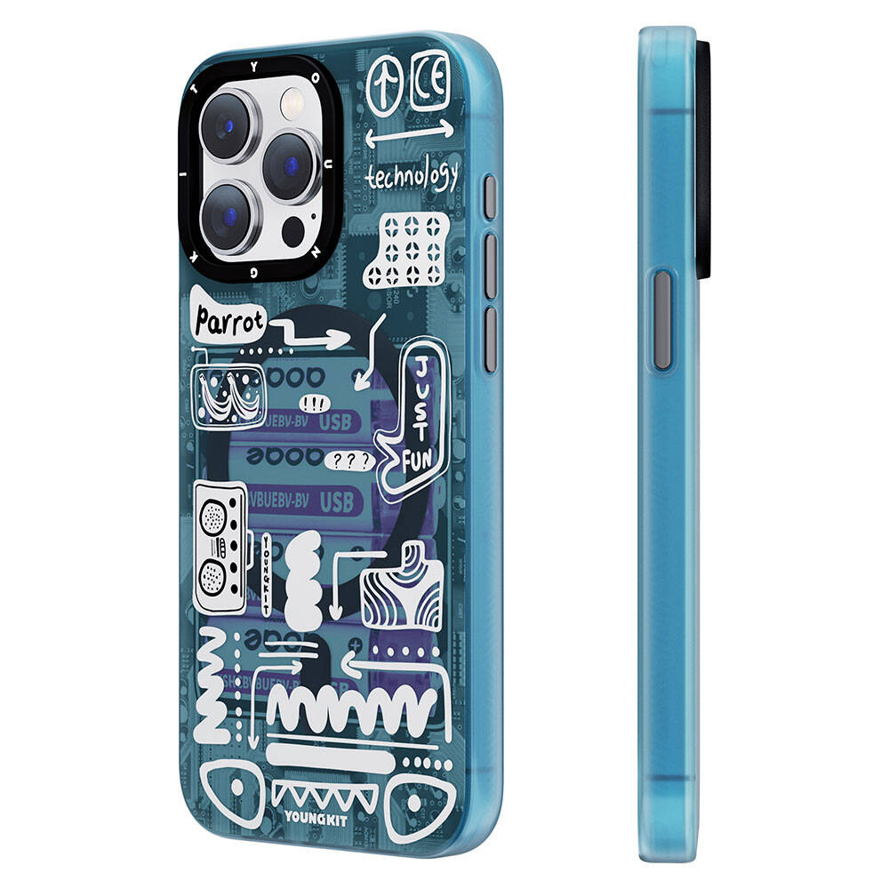 Apple iPhone 15 Pro Max Kılıf M-safe Şarj Özellikli Youngkit Dark Matter Serisi Kapak Pembe