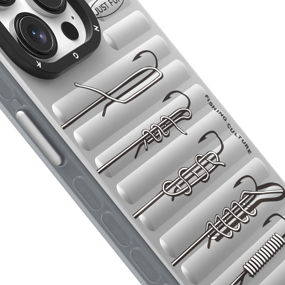 Apple iPhone 15 Pro Max Kılıf M-safe Şarj Özellikli Youngkit Fishing Serisi Kapak Gri