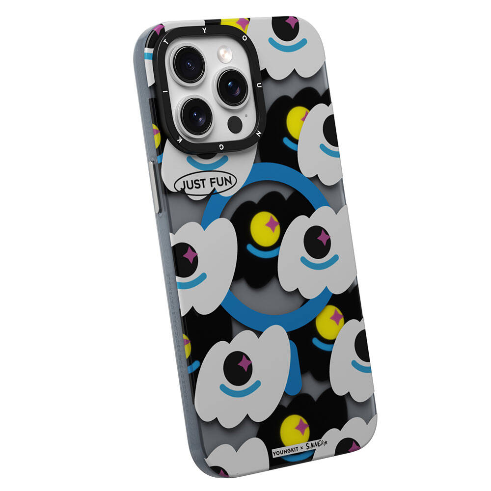 Apple iPhone 15 Pro Max Kılıf M-safe Şarj Özellikli Youngkit Happy View Serisi Kapak Mavi