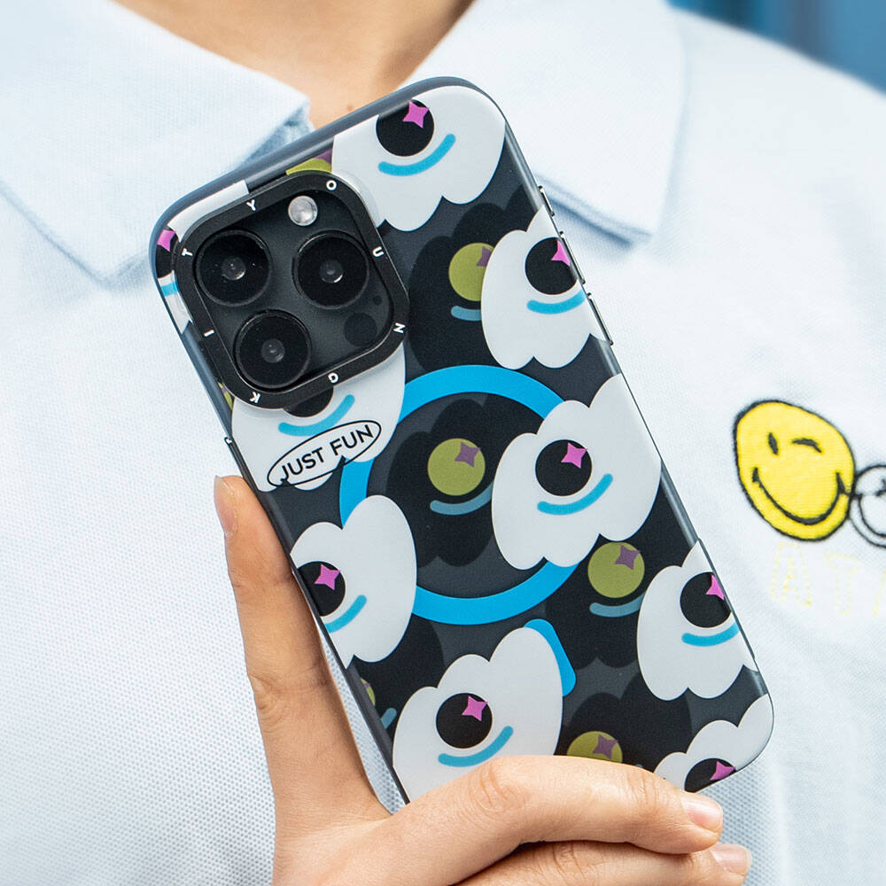 Apple iPhone 15 Pro Max Kılıf M-safe Şarj Özellikli Youngkit Happy View Serisi Kapak Mavi