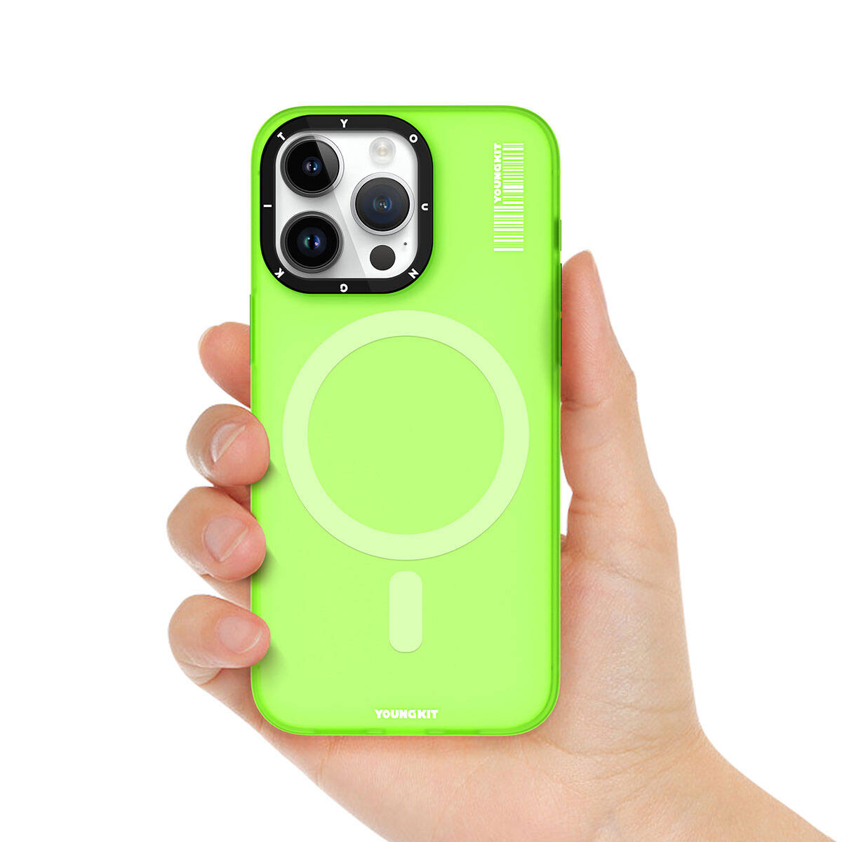 Apple iPhone 15 Pro Max Kılıf M-safe Şarj Özellikli Youngkit Hidden Sand Serisi Kapak Gri