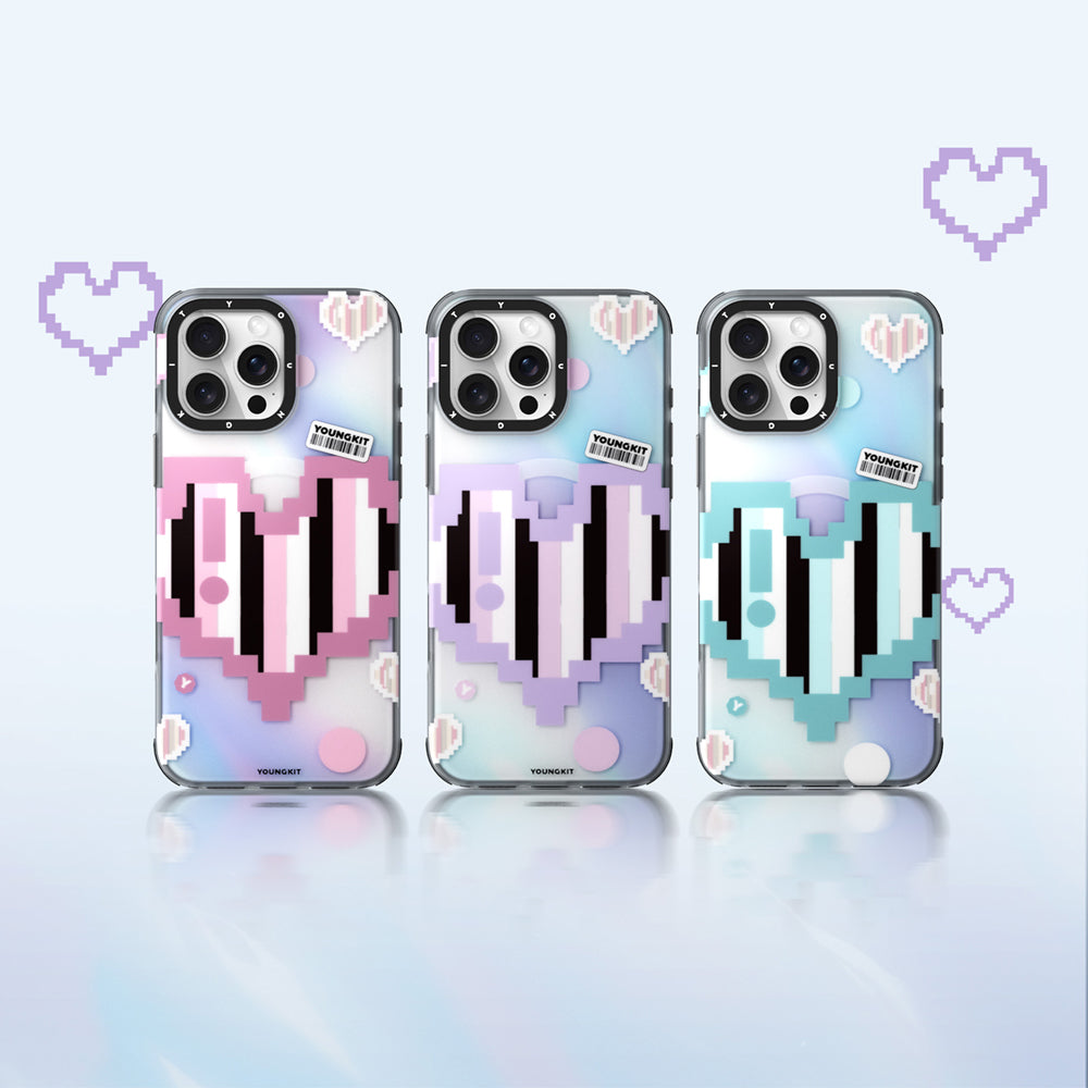 Apple iPhone 15 Pro Max Kılıf M-safe Şarj Özellikli Youngkit Love Serisi Kapak Pembe