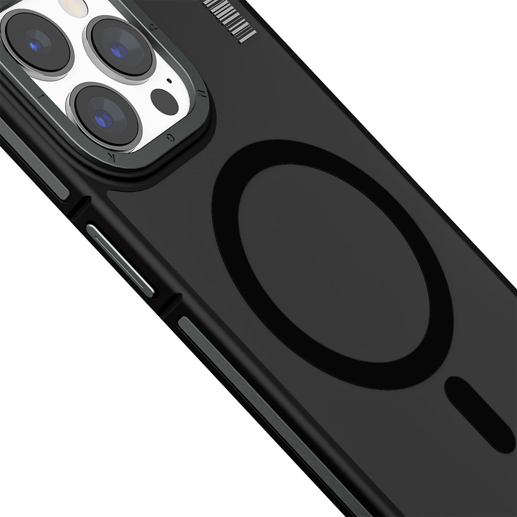 Apple iPhone 15 Pro Max Kılıf M-safe Şarj Özellikli Youngkit Rock Sand Serisi Kapak Gri