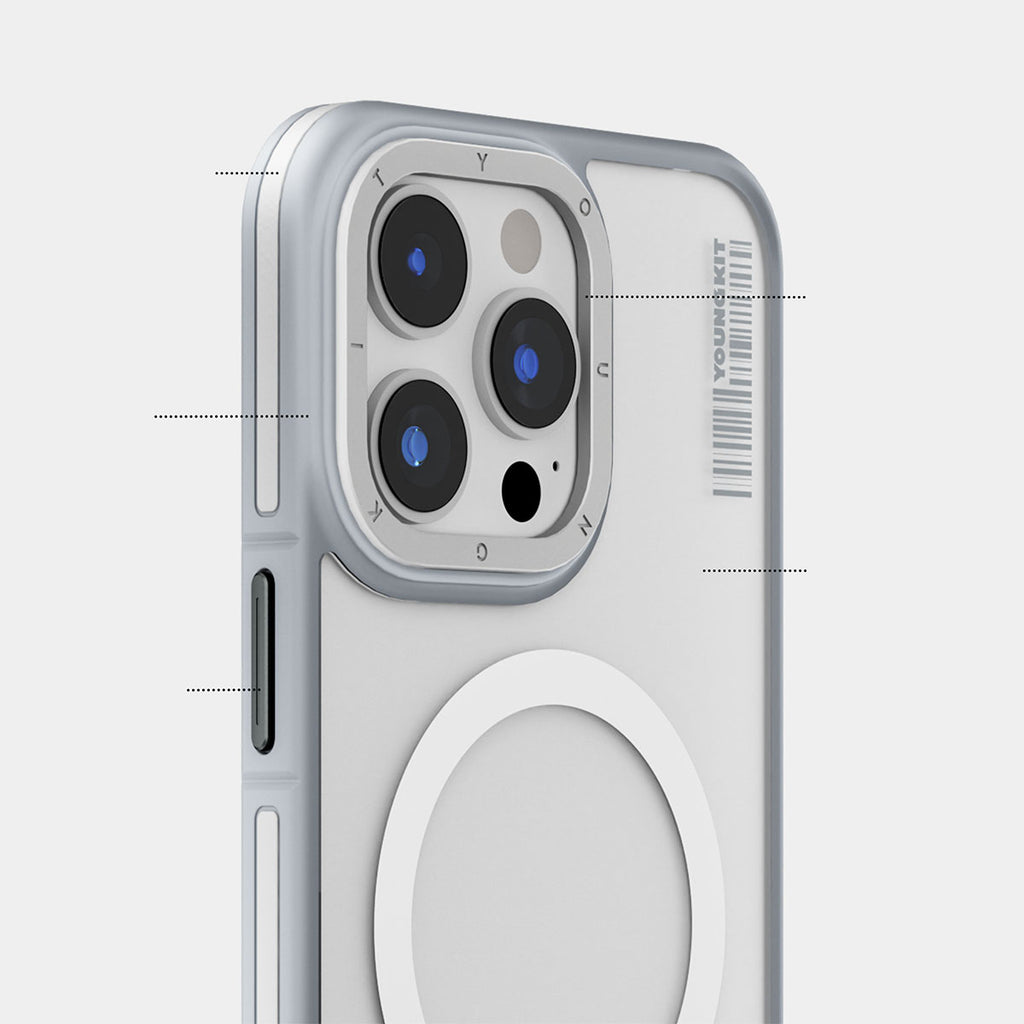 Apple iPhone 15 Pro Max Kılıf M-safe Şarj Özellikli Youngkit Rock Sand Serisi Kapak Siyah