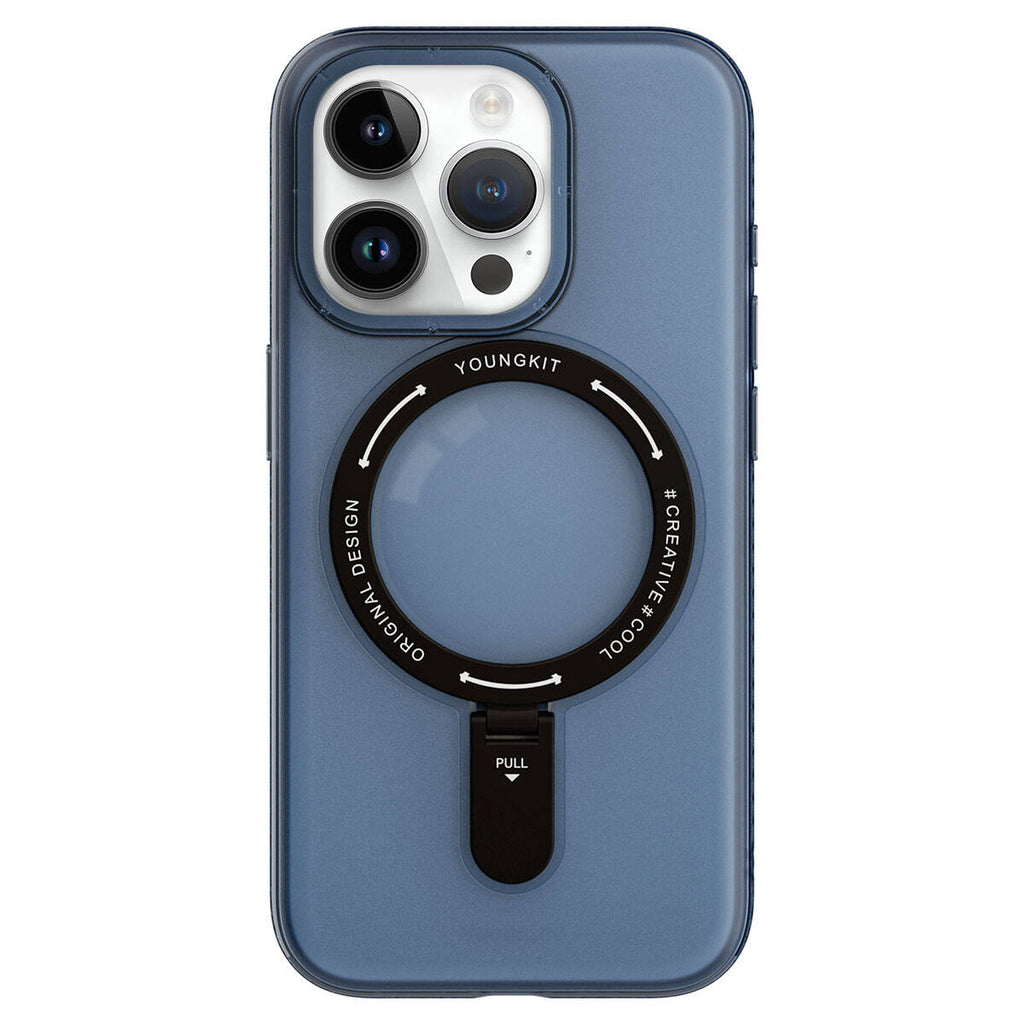 Apple iPhone 15 Pro Max Kılıf M-safe Şarj Özellikli Youngkit Rock Serisi Kapak Siyah