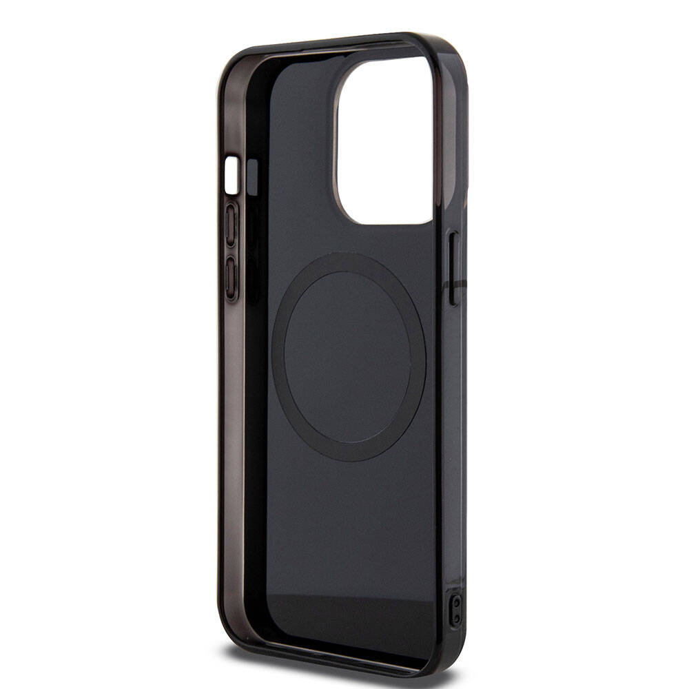 Apple iPhone 15 Pro Max Kılıf Mercedes Benz Orjinal Lisanslı M-safe Şarj Özellikli Çift Katmanlı Paralel Çizgi Desenli Kapak Siyah