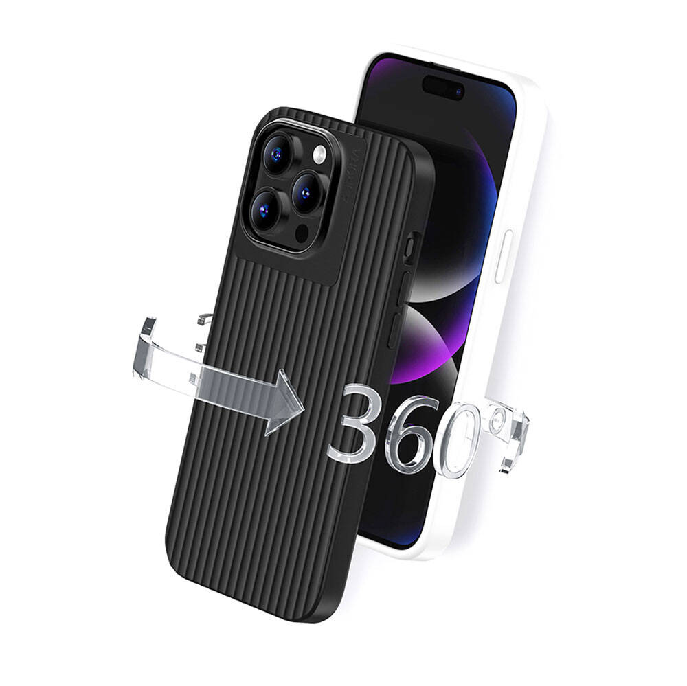 Apple iPhone 15 Pro Max Kılıf Recci Aurora Serisi M-safe Şarj Özellikli Kapak Siyah