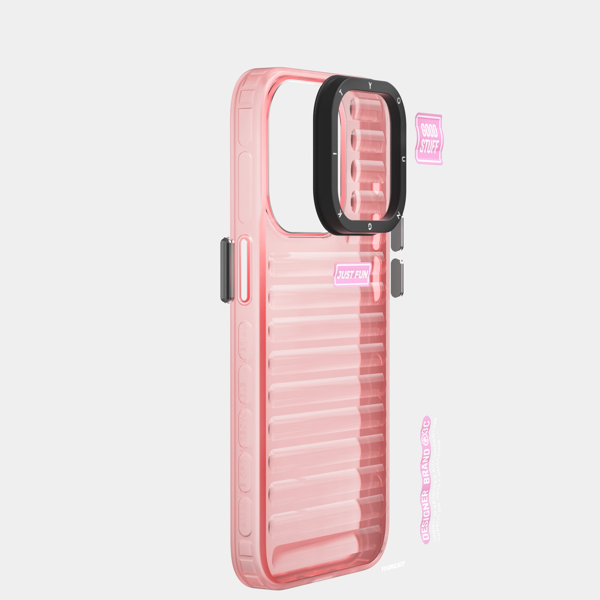 Apple iPhone 15 Pro Max Kılıf Şeffaf Renkli Tasarım YoungKit Fluorite Serisi Kapak Siyah