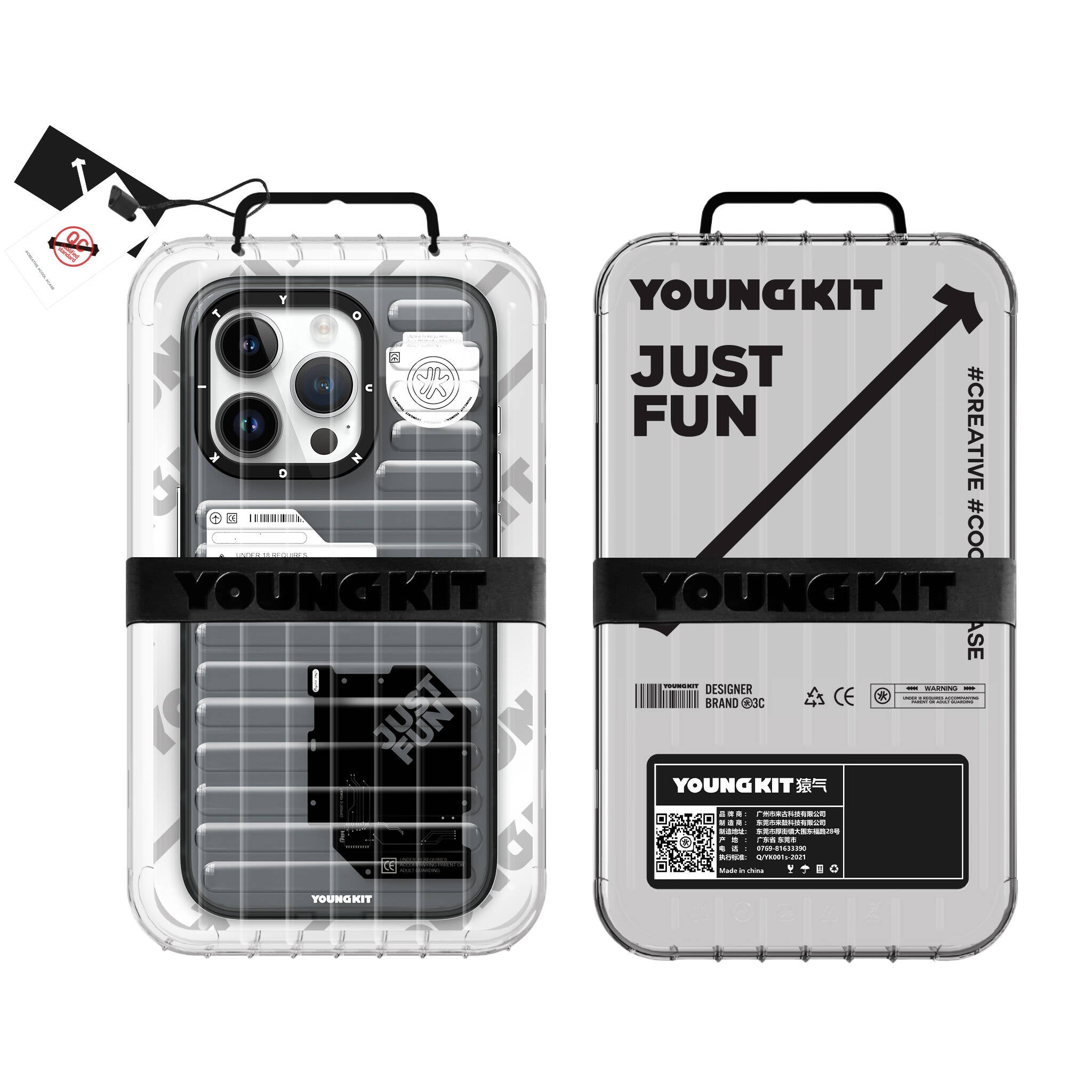 Apple iPhone 15 Pro Max Kılıf Şeffaf Renkli Tasarım YoungKit Fluorite Serisi Kapak Siyah