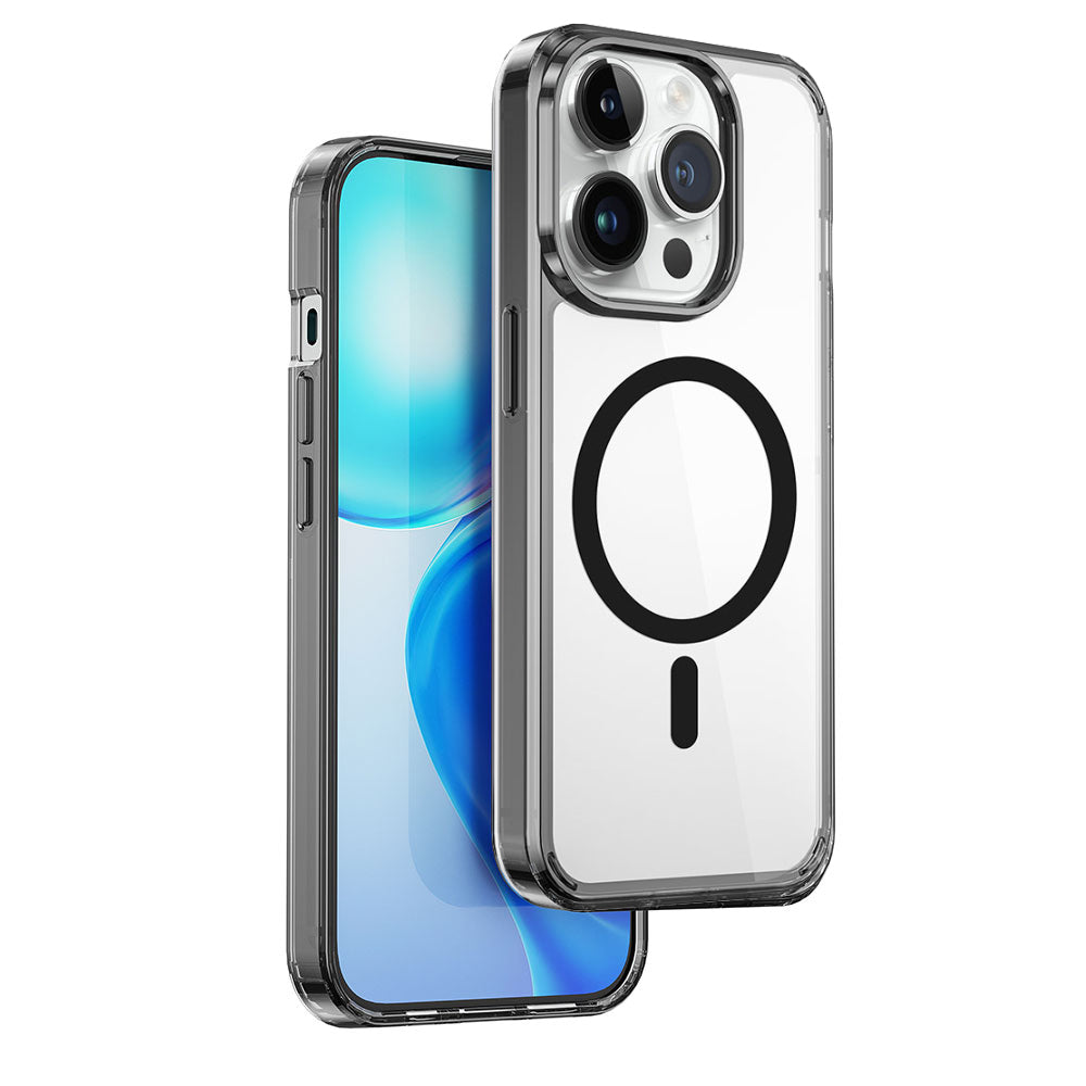 Apple iPhone 15 Pro Max Kılıf Wiwu MCC-101 Magnetic Crystal Sert PC Kapak Siyah