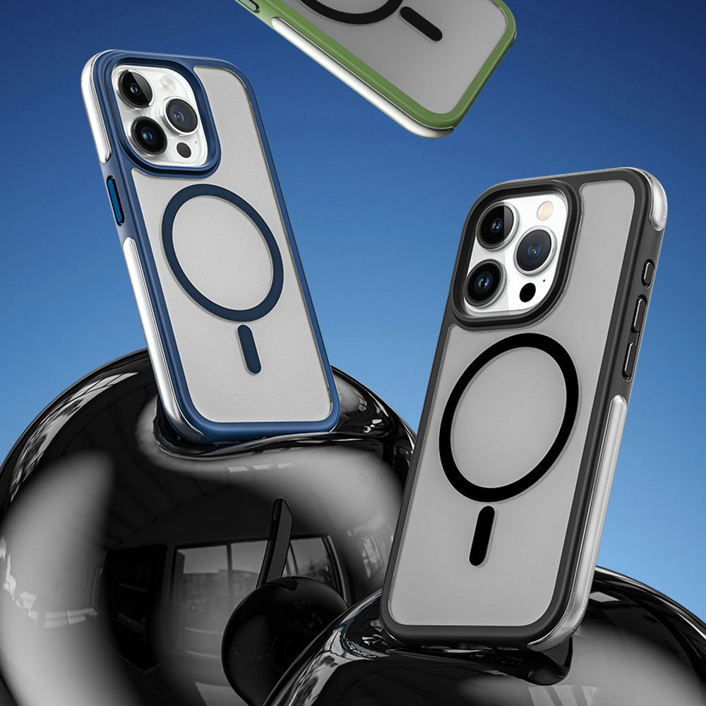 Apple iPhone 15 Pro Max Kılıf Wiwu ZKK-012 M-safe Şarj Özellikli Air Cushion Kapak Siyah