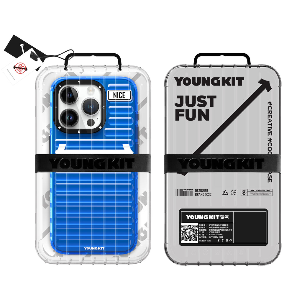Apple iPhone 15 Pro Max Kılıf YoungKit Luggage FireFly Serisi Kapak Mavi