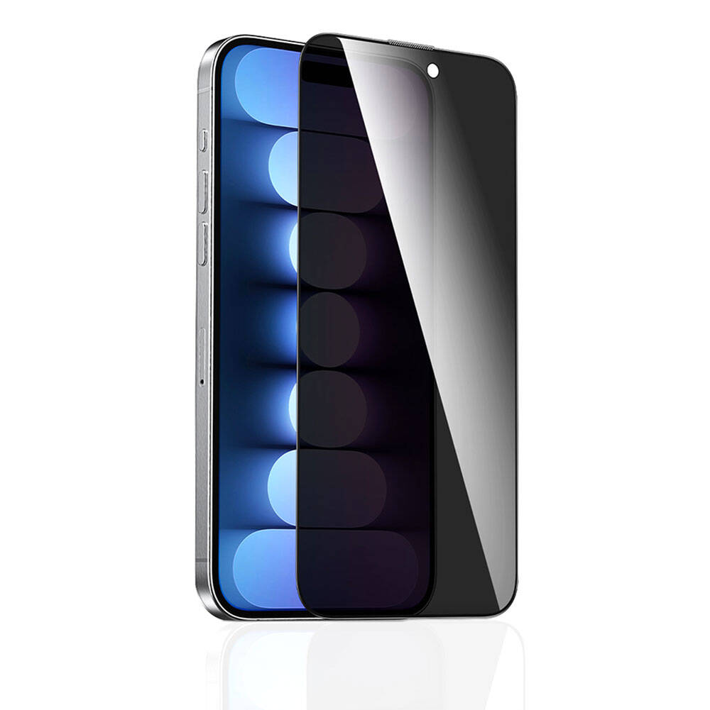 Apple iPhone 15 Pro Recci RSP-A17AP Privacy Temperli Cam Ekran Koruyucu Gri