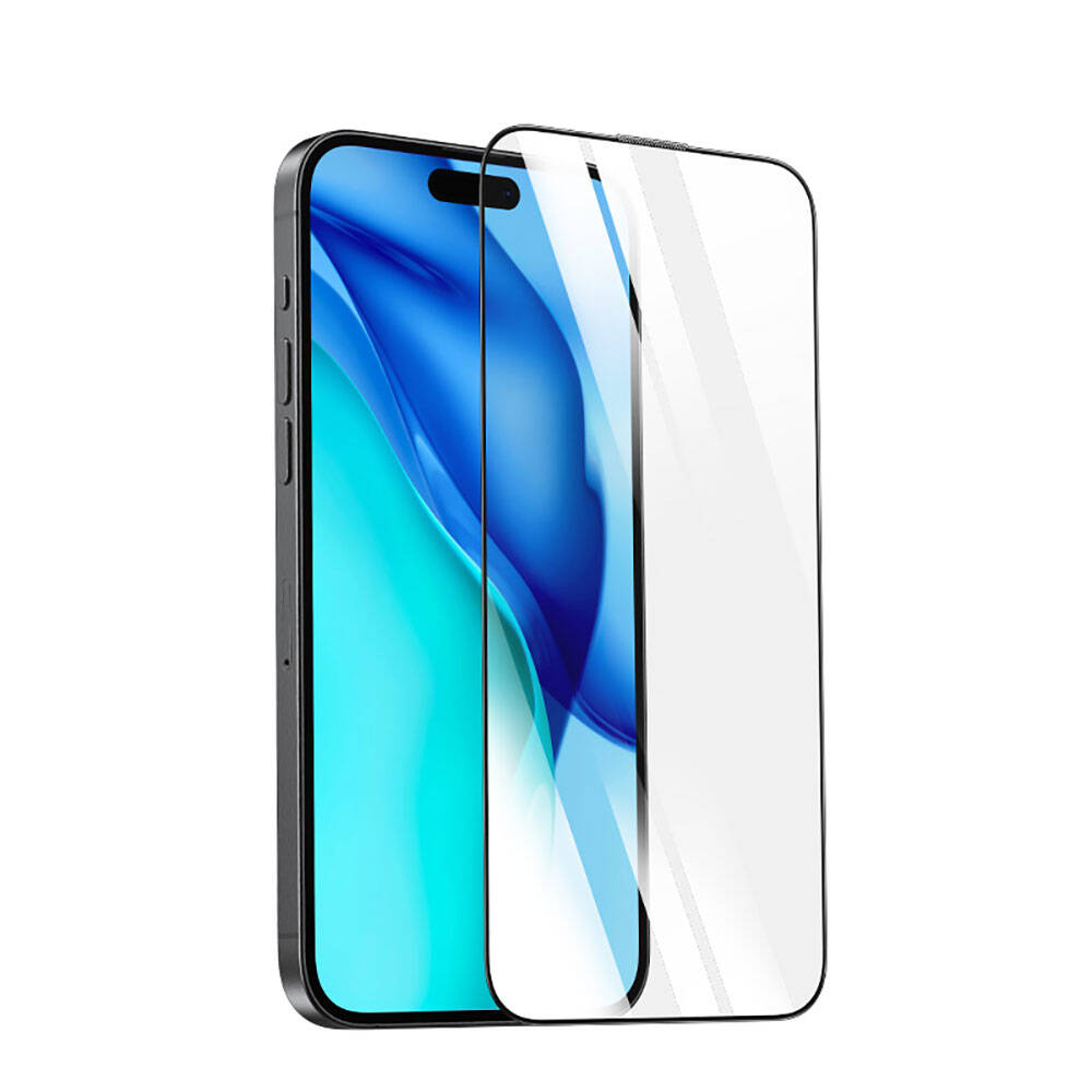 Apple iPhone 15 Pro Recci RSP-A21HD Full Transparan Temperli Cam Ekran Koruyucu Siyah