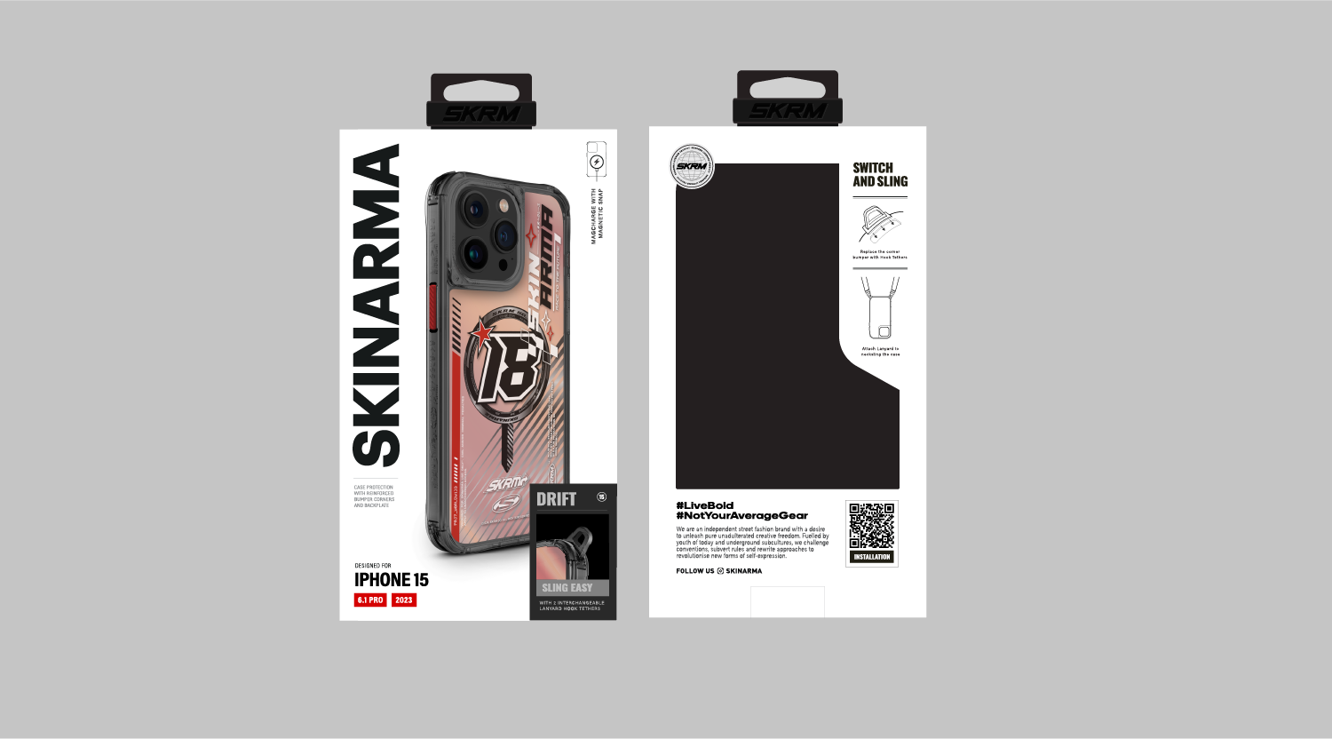 Apple iPhone 15 Pro SkinArma M-safe Şarj Özellikli Sticker Yapıştırmalı Drift Kapak Siyah