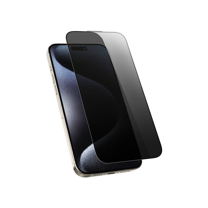 Apple iPhone 15 Pro Wiwu Wi-SQ009 Easy Install iPrivacy 360° Anti-Peep Oleofobik Temperli Cam Ekran Koruyucu + Kolay Uygulama Aparatlı Siyah