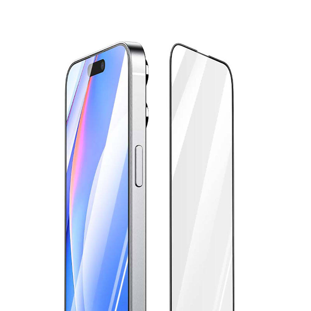 Apple iPhone 15 Recci RSP-A01SD 3D HD Full Transparan Temperli Cam Ekran Koruyucu Siyah