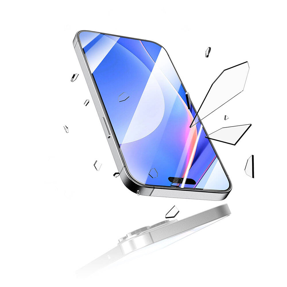 Apple iPhone 15 Recci RSP-A01SD 3D HD Full Transparan Temperli Cam Ekran Koruyucu Siyah