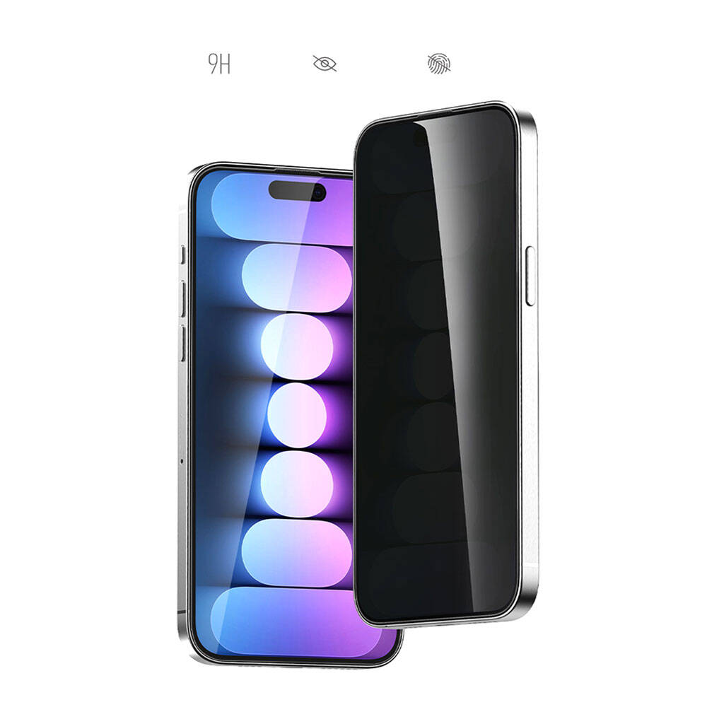 Apple iPhone 15 Recci RSP-A16AP Privacy Temperli Cam Ekran Koruyucu Gri