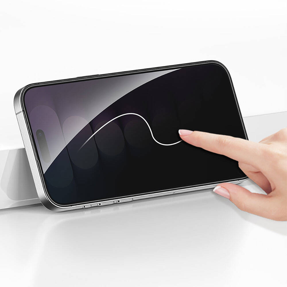 Apple iPhone 15 Recci RSP-A16AP Privacy Temperli Cam Ekran Koruyucu Gri