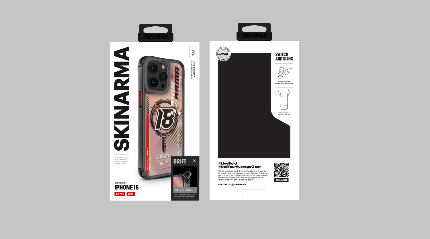 Apple iPhone 15 Pro Max SkinArma M-safe Şarj Özellikli Sticker Yapıştırmalı Drift Kapak Siyah
