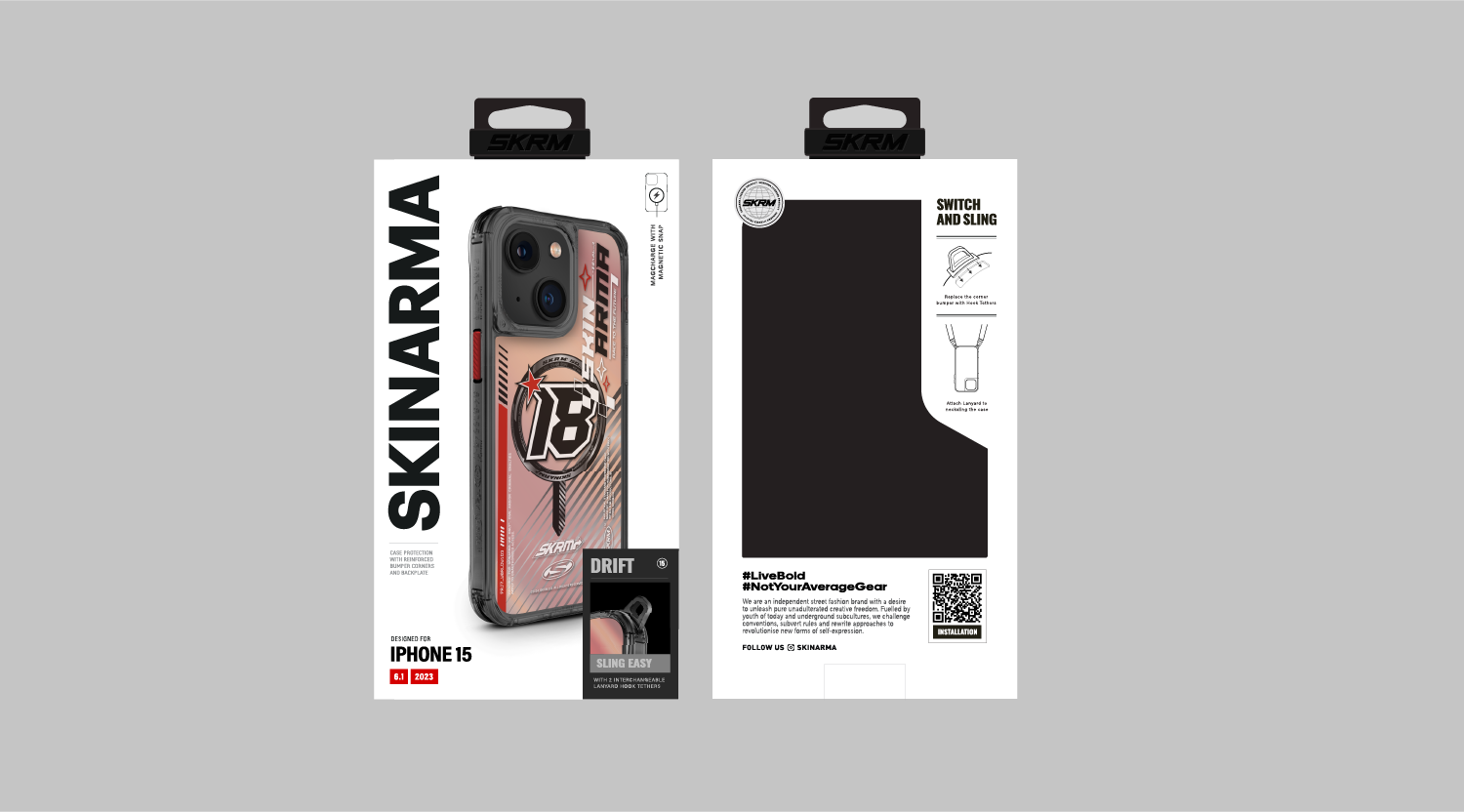 Apple iPhone 15 SkinArma M-safe Şarj Özellikli Sticker Yapıştırmalı Drift Kapak Mavi