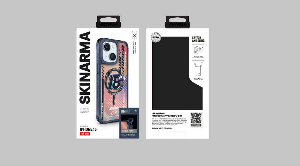 Apple iPhone 15 SkinArma M-safe Şarj Özellikli Sticker Yapıştırmalı Drift Kapak Mavi