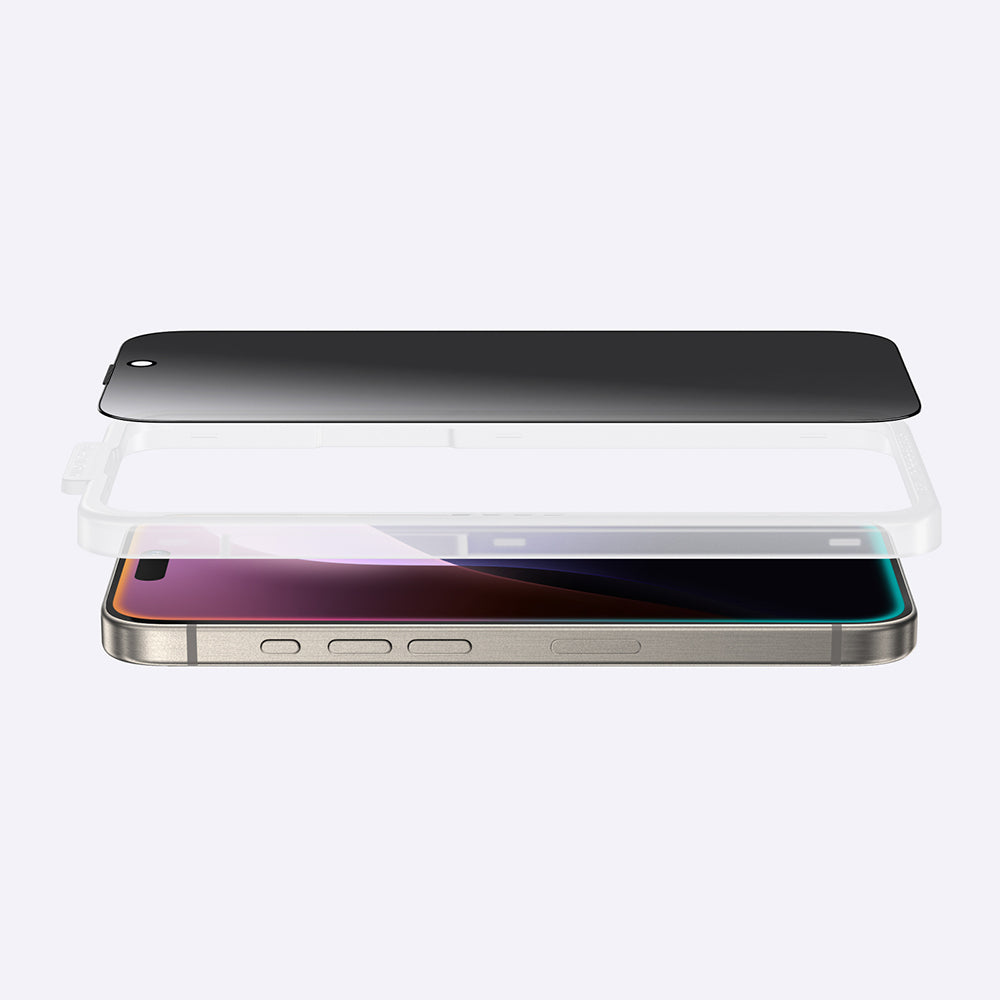 Apple iPhone 16 Amazingthing Titan Privacy Parmak İzi Bırakmayan Temperli Cam Ekran Koruyucu Siyah