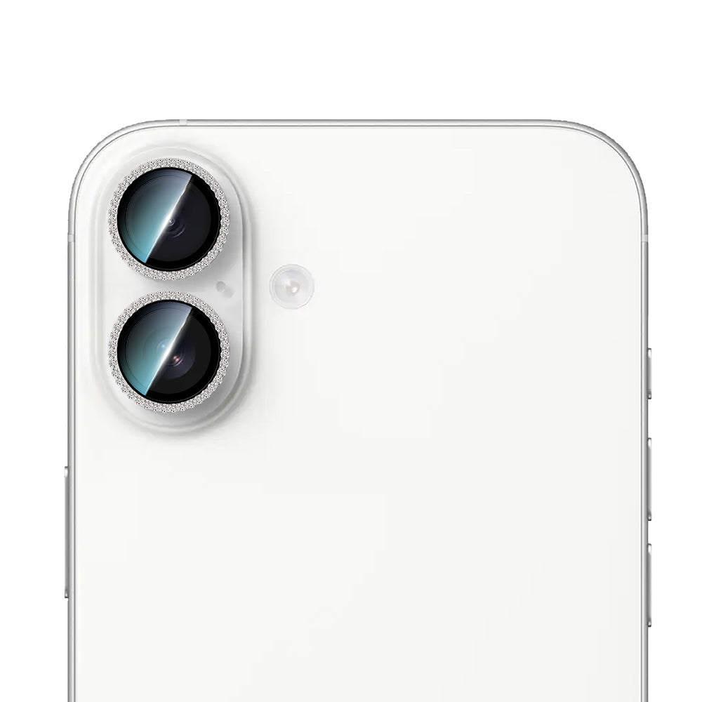 Apple iPhone 16 CaseWorld Alloy Sparkling Diamond Serisi Taşlı Lens Koruyucu Gümüş