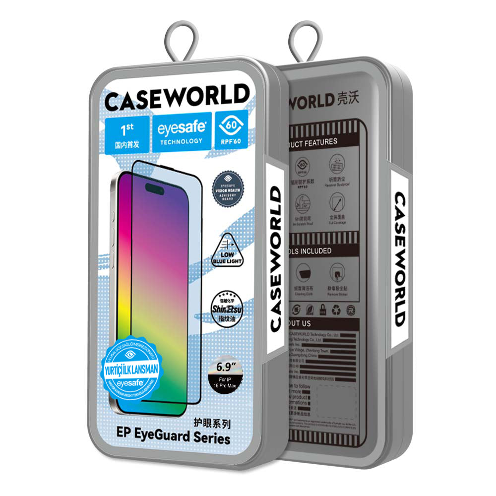 Apple iPhone 16 CaseWorld EyeGuard Serisi 2.5D Eyesafe Teknolojili Cam Ekran Koruyucu Şeffaf