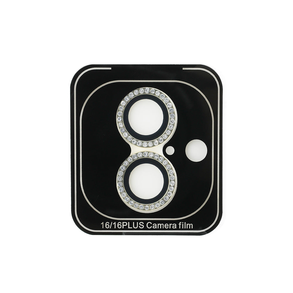 Apple iPhone 16 Guess Orjinal Lisanslı Rhinestone Taşlı Lens Koruyucu Gümüş