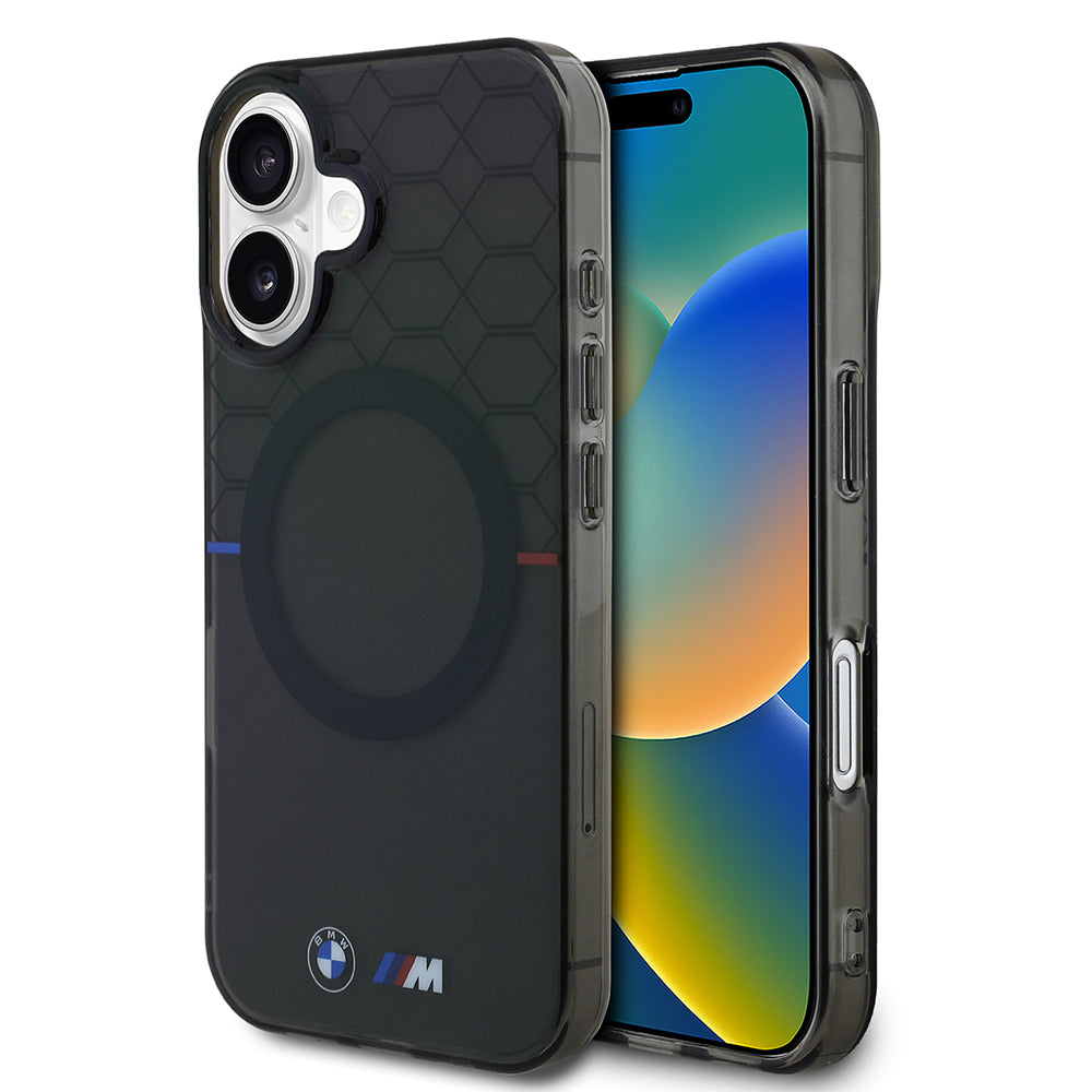 Apple iPhone 16 Kılıf BMW Magsafe Şarj Özellikli Transparan M Dizayn Orjinal Lisanslı Kapak Gri