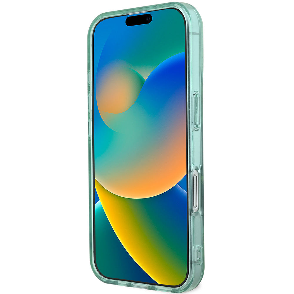 Apple iPhone 16 Kılıf Guess Orjinal Lisanslı M-safe Şarj Özellikli IML Baskılı Jungle Ring Kapak Yeşil