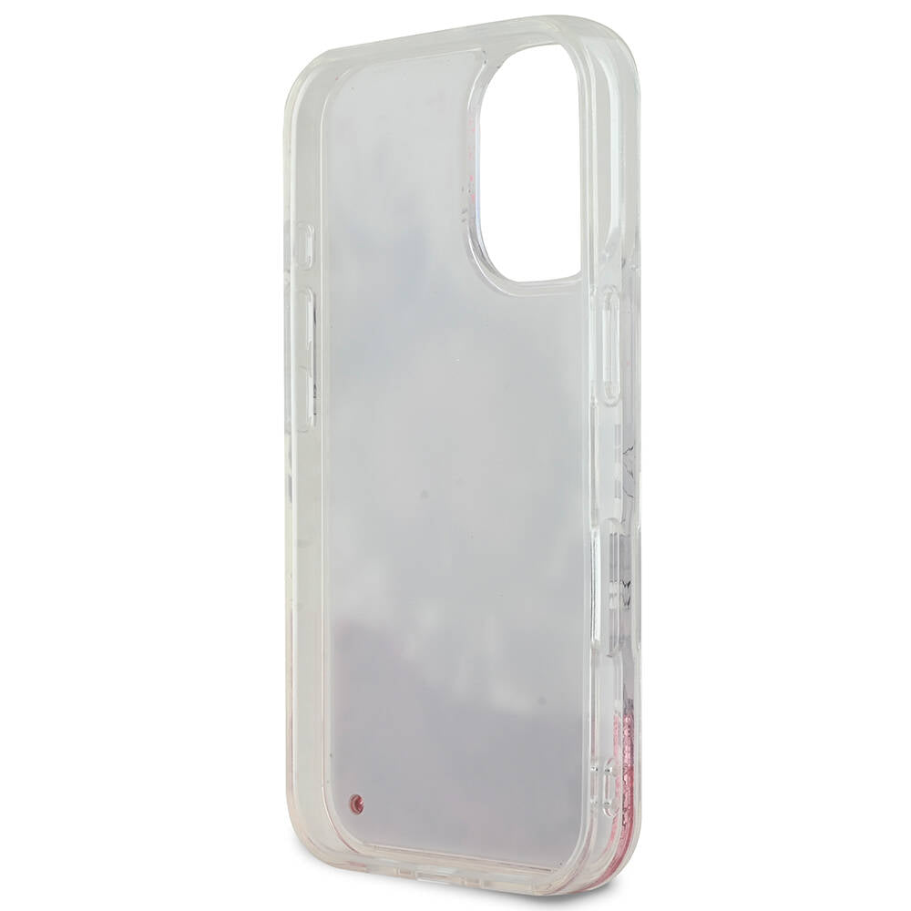 Apple iPhone 16 Kılıf Guess Orjinal Lisanslı M-safe Şarj Özellikli Sıvılı Simli Çiçek Desenli Kapak Yeşil