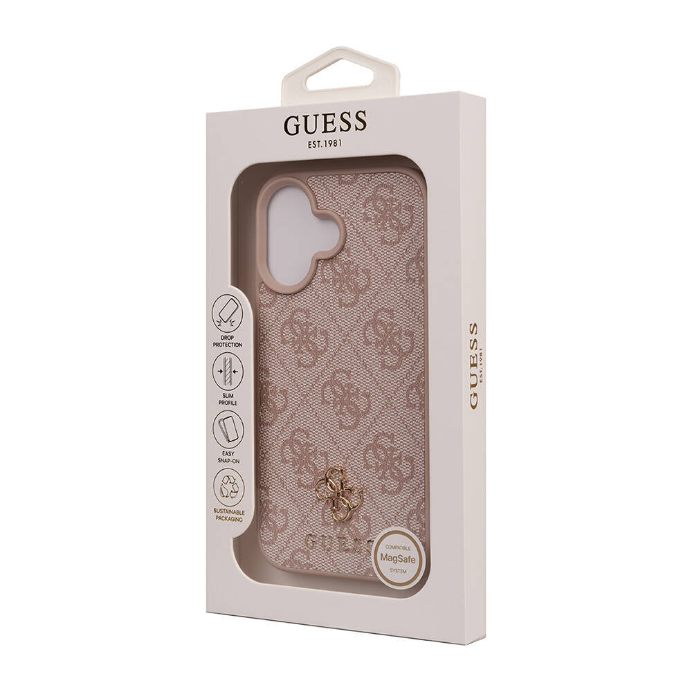 Apple iPhone 16 Kılıf Guess Orjinal Lisanslı M-safe Şarj Özellikli Small 4G Classic Kapak Siyah