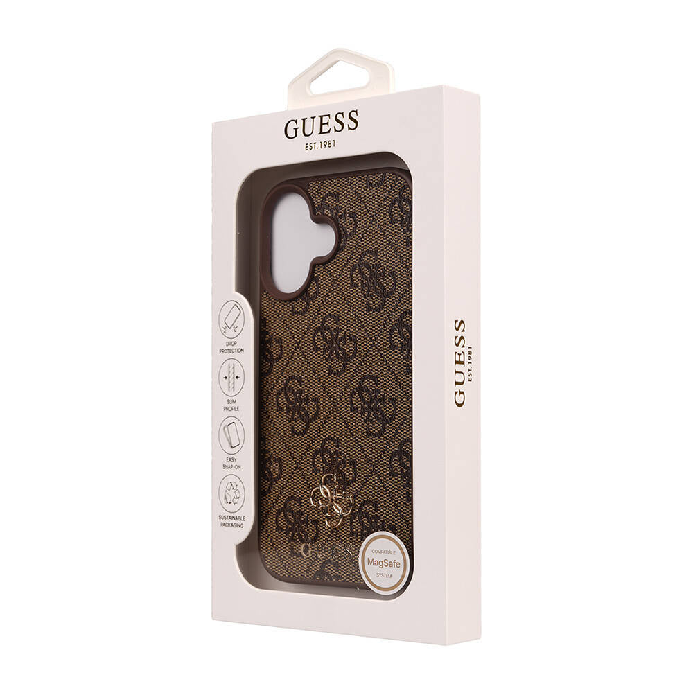 Apple iPhone 16 Kılıf Guess Orjinal Lisanslı M-safe Şarj Özellikli Small 4G Classic Kapak Pembe