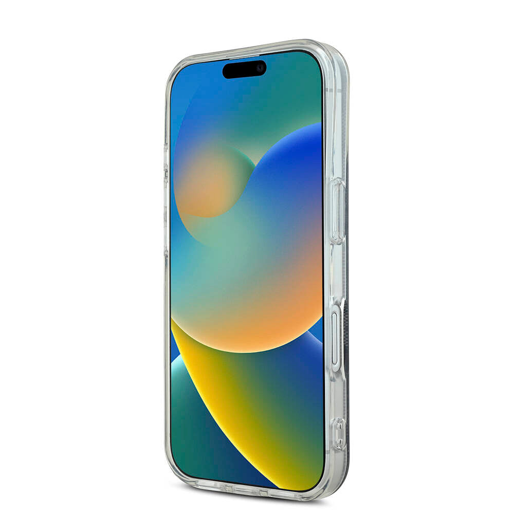 Apple iPhone 16 Kılıf Guess Orjinal Lisanslı M-safe Şarj Özellikli Yazı Logolu 4G Desenli Kapak Siyah