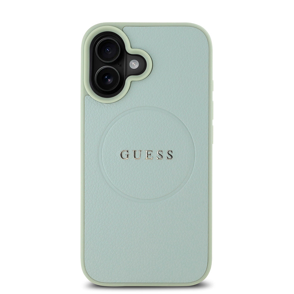 Apple iPhone 16 Kılıf Guess Orjinal Lisanslı M-safe Şarj Özellikli Yazı Logolu Grained Kapak Pembe