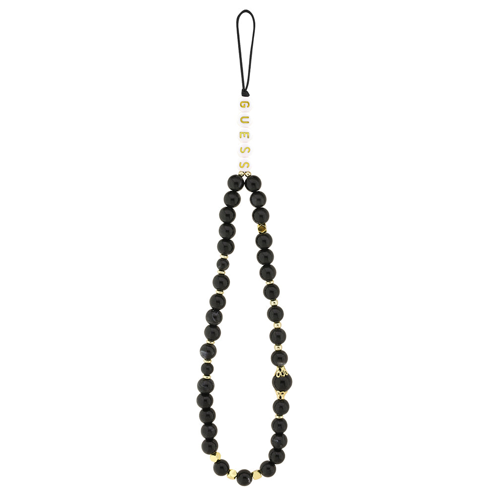 Apple iPhone 16 Kılıf Guess Orjinal Lisanslı PU Deri Bilek Askı İpli Metal Büyük 4G ve Yazı Logolu Kapak Siyah