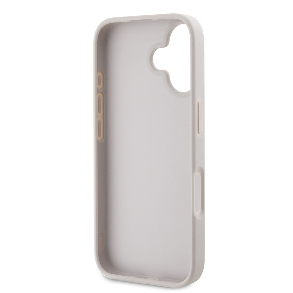 Apple iPhone 16 Kılıf Guess Orjinal Lisanslı PU Deri Taşlı Üçgen Logo 4G Desenli Strass Kapak Kahverengi