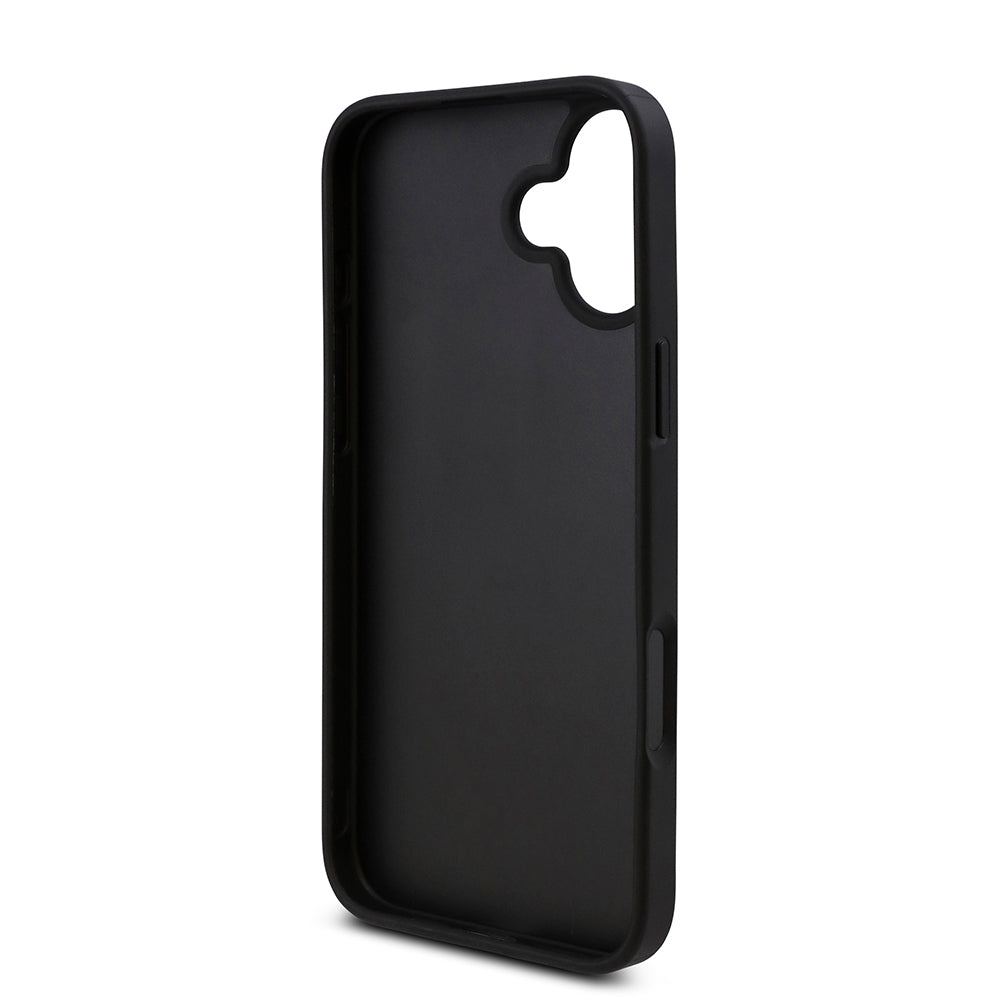 Apple iPhone 16 Kılıf Guess Orjinal Lisanslı Taşlı Arka Yüzey Üçgen Logolu Kapak Siyah